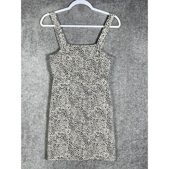 American Eagle Animal Print Linen‎ Cotton Mini Dress Womens Sz Small Square Neck - Picture 1 of 16